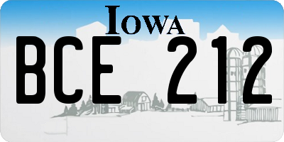IA license plate BCE212