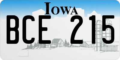 IA license plate BCE215