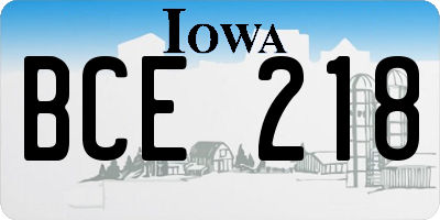 IA license plate BCE218