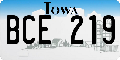 IA license plate BCE219