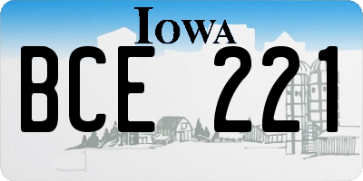 IA license plate BCE221