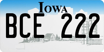 IA license plate BCE222