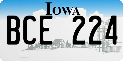 IA license plate BCE224