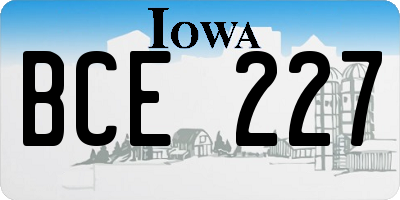 IA license plate BCE227