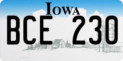IA license plate BCE230