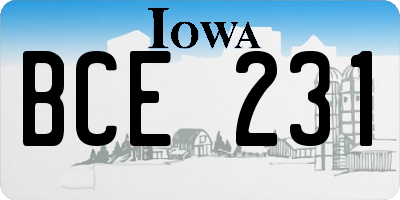 IA license plate BCE231