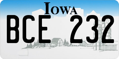 IA license plate BCE232