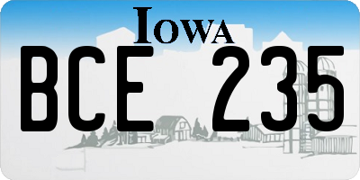 IA license plate BCE235
