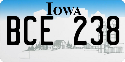 IA license plate BCE238