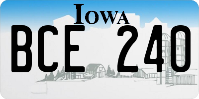 IA license plate BCE240