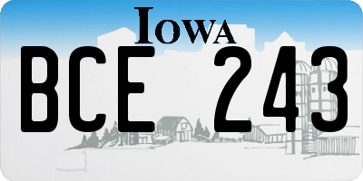 IA license plate BCE243