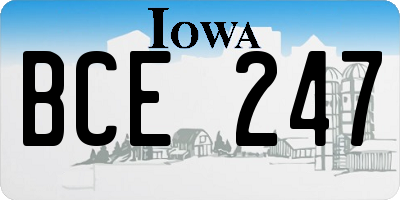 IA license plate BCE247