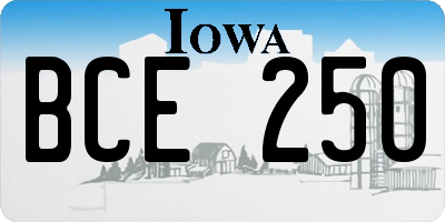 IA license plate BCE250
