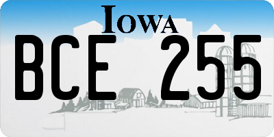 IA license plate BCE255