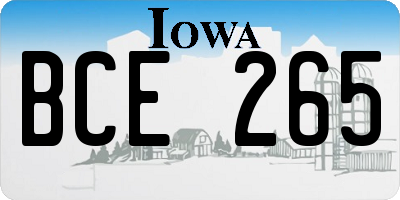 IA license plate BCE265