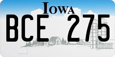 IA license plate BCE275