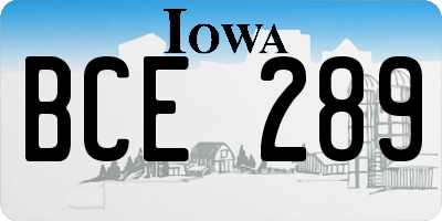 IA license plate BCE289