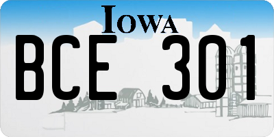 IA license plate BCE301