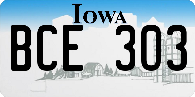 IA license plate BCE303