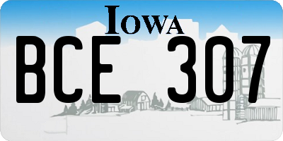 IA license plate BCE307