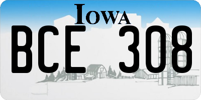 IA license plate BCE308