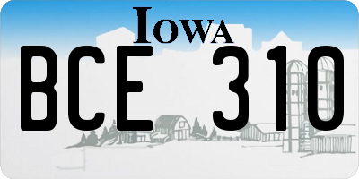IA license plate BCE310