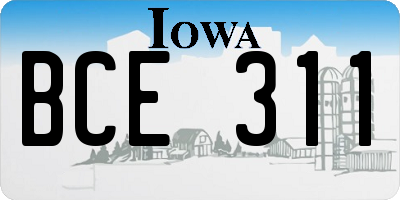 IA license plate BCE311