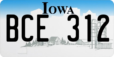 IA license plate BCE312