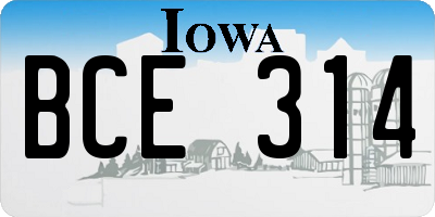 IA license plate BCE314