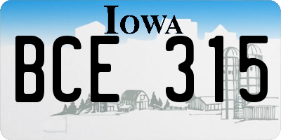 IA license plate BCE315