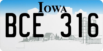 IA license plate BCE316