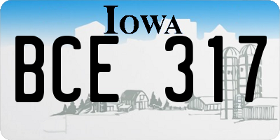 IA license plate BCE317
