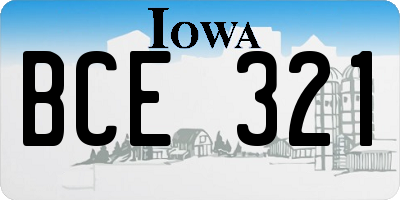 IA license plate BCE321