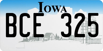 IA license plate BCE325