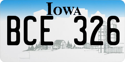 IA license plate BCE326
