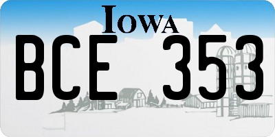 IA license plate BCE353