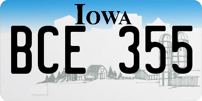 IA license plate BCE355
