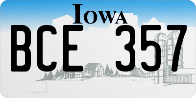 IA license plate BCE357
