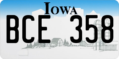 IA license plate BCE358