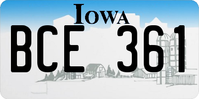 IA license plate BCE361