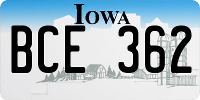 IA license plate BCE362