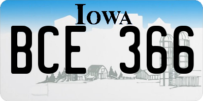 IA license plate BCE366