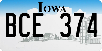 IA license plate BCE374