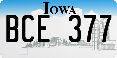 IA license plate BCE377