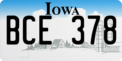 IA license plate BCE378