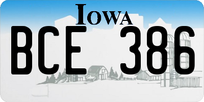 IA license plate BCE386