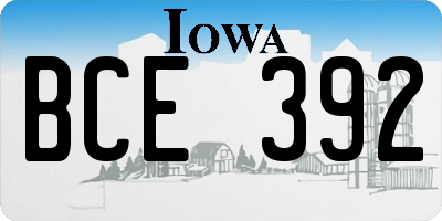 IA license plate BCE392