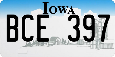 IA license plate BCE397