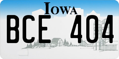 IA license plate BCE404