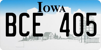 IA license plate BCE405